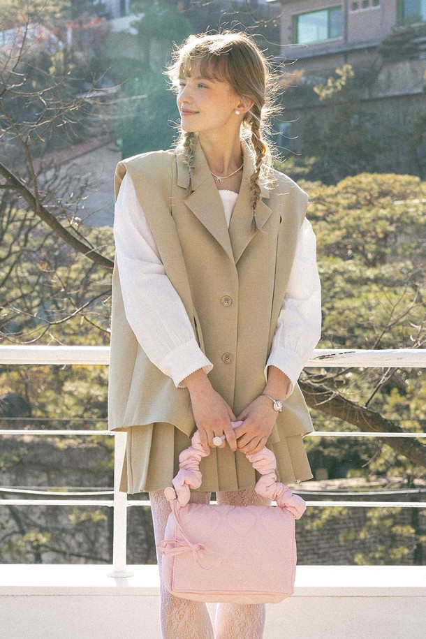 DUNDROP - 셋업 - DD_Elegant vest and skirt set_BEIGE