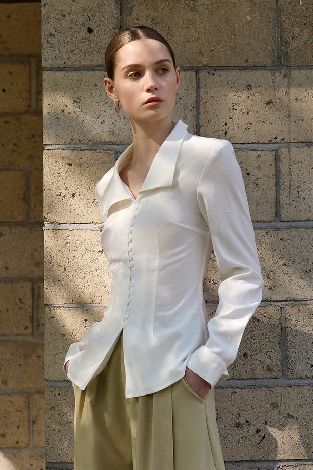 YYIAM - 셔츠 - YY_Waist niche slim sleeve shirt