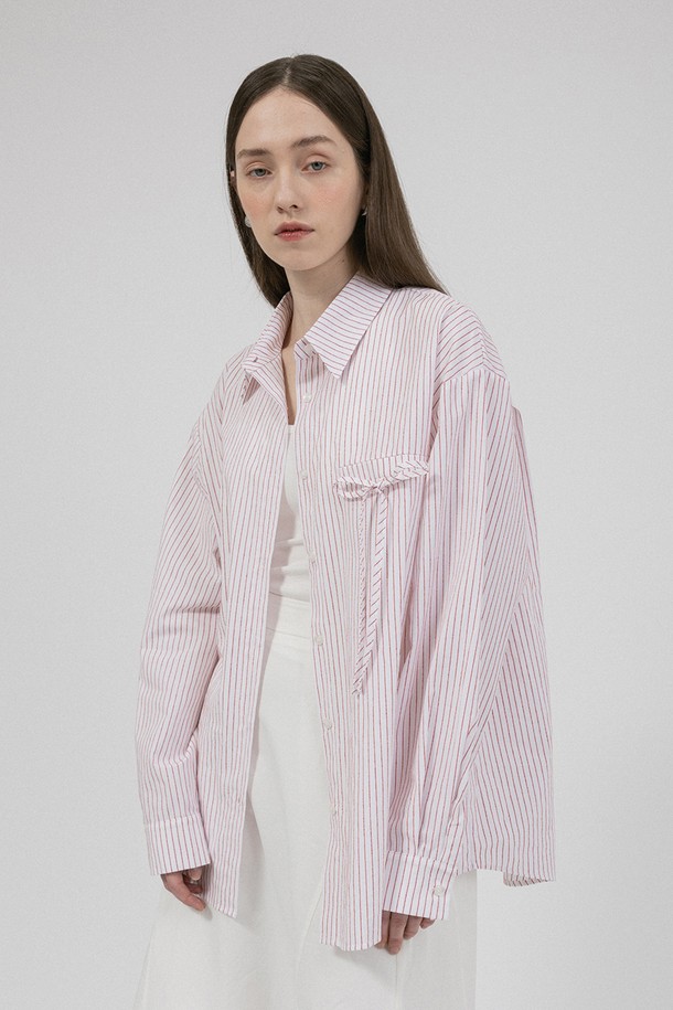 WE'DEE - 블라우스 - WD_Vertical pattern bow blouse_PINK