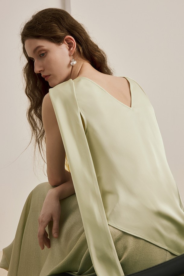 YYIAM - 민소매티셔츠 - Design ribbon sleeveless top_2color