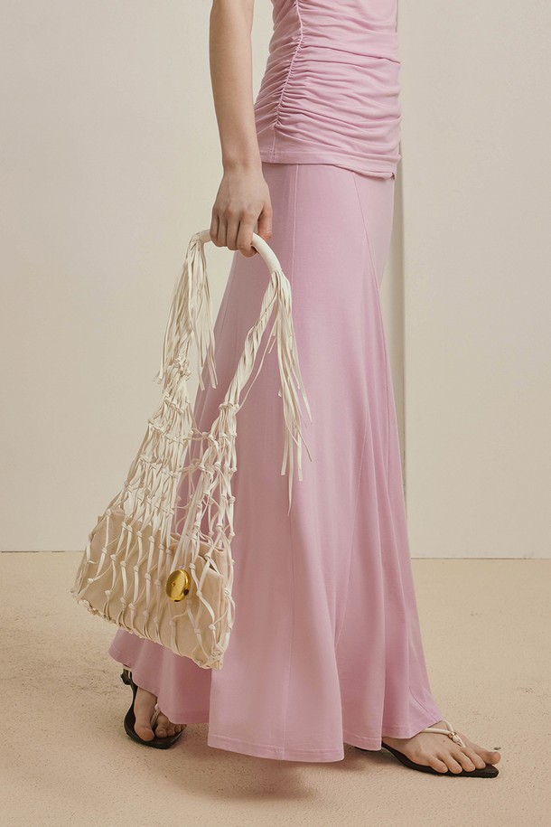 YYIAM - 롱스커트 - Pink tencel pleated skirt