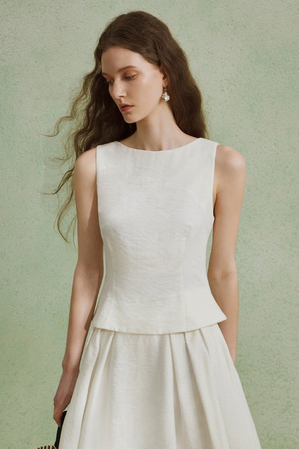 YYIAM - 민소매티셔츠 - Sleeveless white tencel top