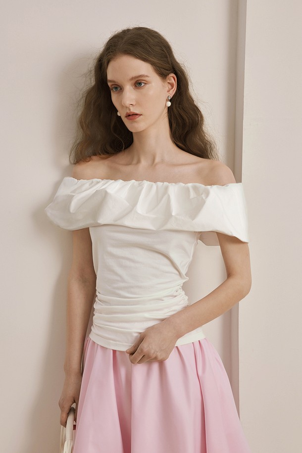 YYIAM - 블라우스 - Ruffle straight slim top
