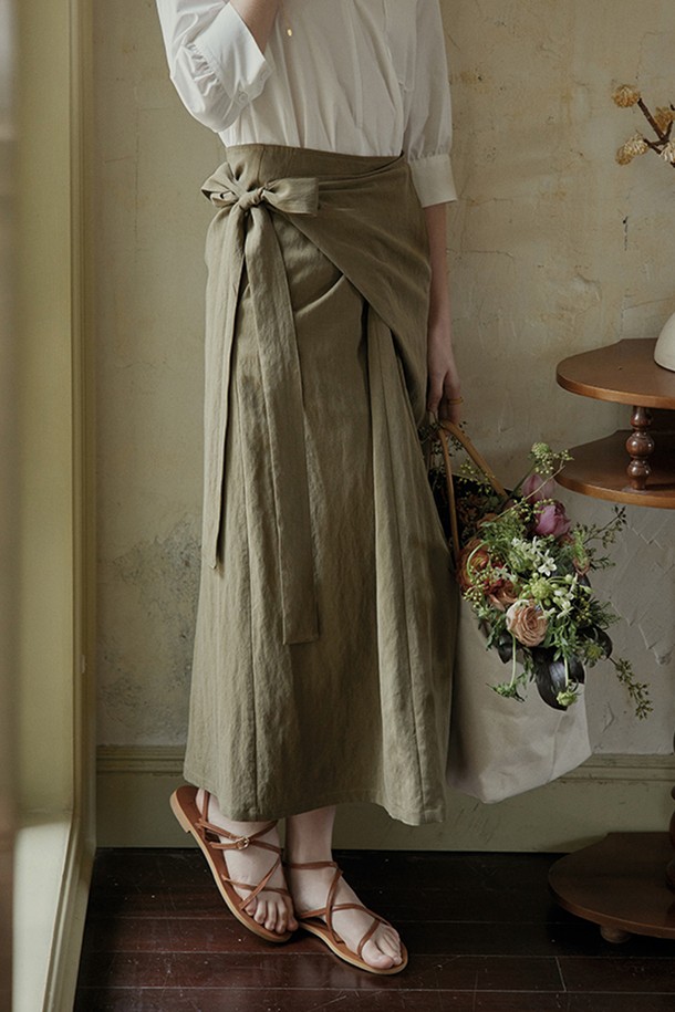 Proud Mary - 롱스커트 - Side strap ribbon skirt