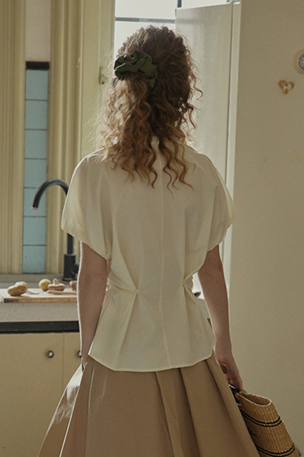 Proud Mary - 블라우스 - Back button collarless shirt