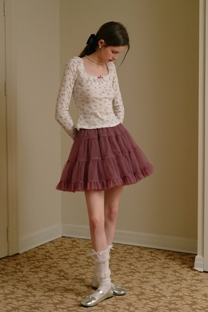 Cest_Mesh layered cake skirt