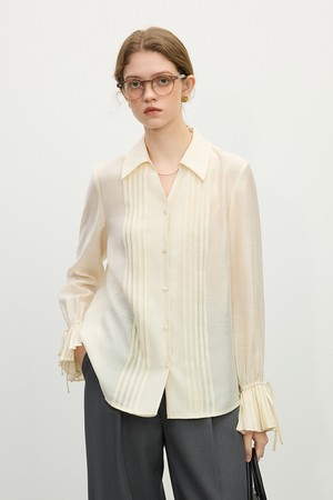 WD_Pleated bell sleeve shirt_2color