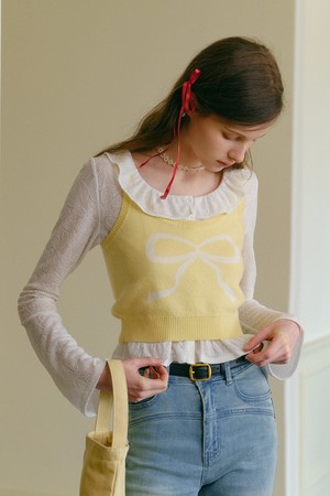 Cest_Ribbon knit vest