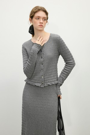 WD_Frill round neck knit cardigan