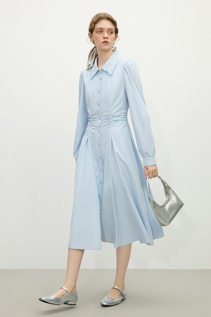 WD_Pleated waist shirt dress