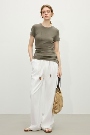 WD_Wide one tuck white pants