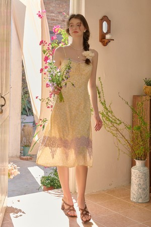 SR_Splicing lace floral dress