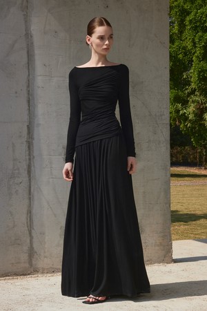 YY_Pleated temperament slim skirt_BLACK