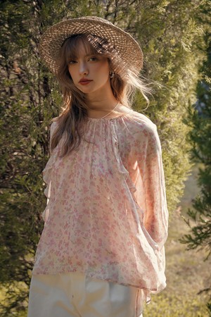 SR_Romantic chiffon long sleeve top