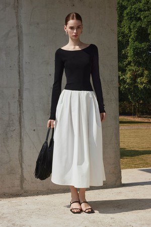 YY_Unique matching waist dress_2color