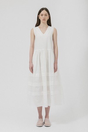 WD_V-neck sleeveless layer dress_WHITE