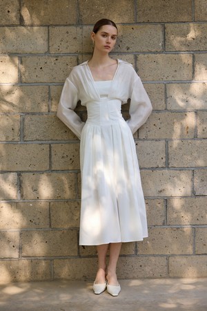 YY_Closure fake two shirt dress