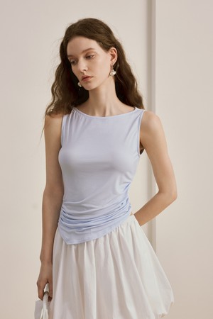 Irregular pleated camisole_2color