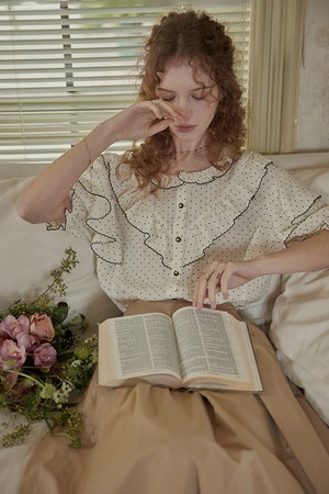 Polka dot frill shirt