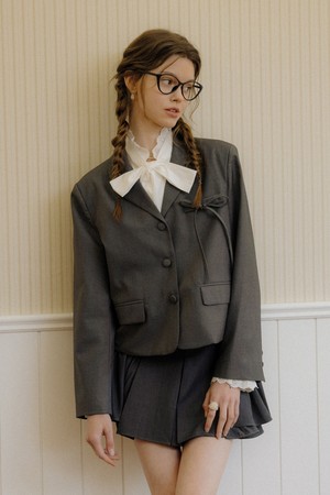Ribbon pocket blazer_DARK GRAY