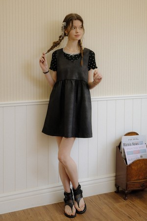 Sleeveless ribbon dress_BLACK