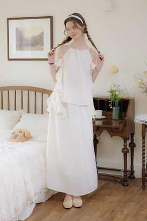 Sleeveless top and skirt set_IVORY