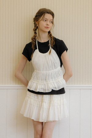 Pleated top and skirt set_IVORY