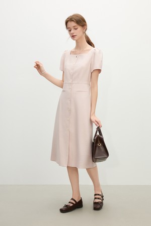 Temperament button dress_2color