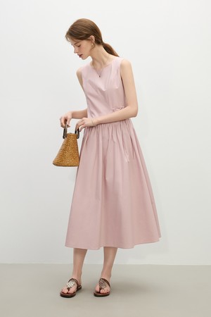 Strap pleated sleeveless dress_2color