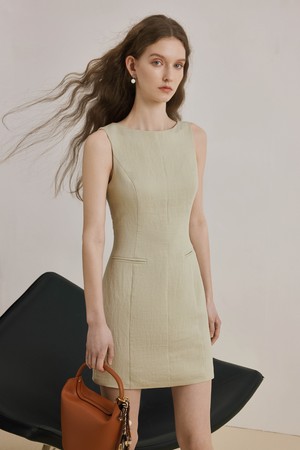 Waist slim short green dress