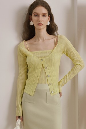 Suspender top and cardigan set_YELLOW