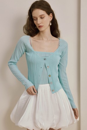 Suspender top and cardigan set_BLUE