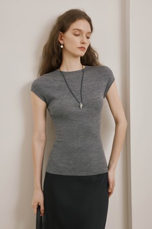 Semi-round neck top_2color