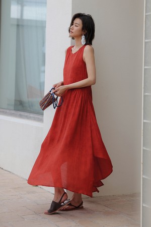 Stitching irregular long dress