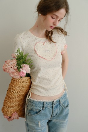 Floral shirring short sleeve top
