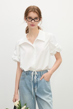 Puff sleeve collar blouse_3color