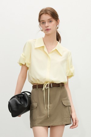 Puff sleeve collar blouse_3color