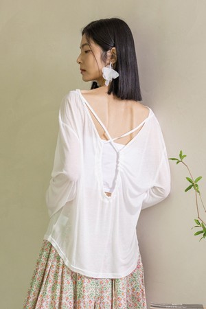 Backless long sleeve blouse_2color