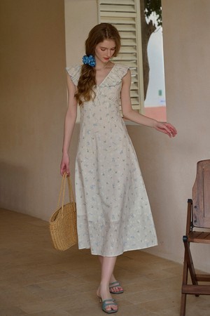 Industry embroidered v-neck dress