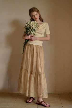 Tulle pearlescent swing skirt