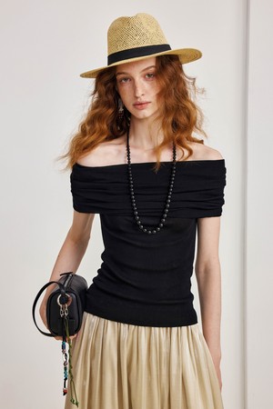 Straight shoulder knit top_2color
