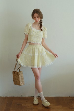 Embroidery lace banding skirt