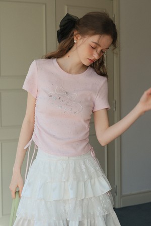 Side shirring cropped top