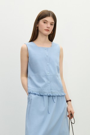 Tassel sleeveless shirt_2color