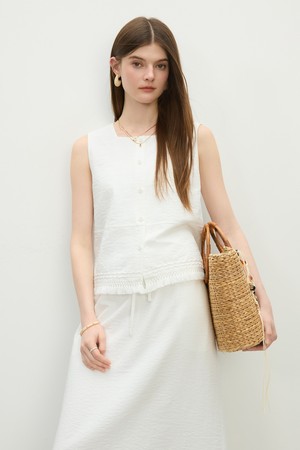 Tassel sleeveless shirt_2color