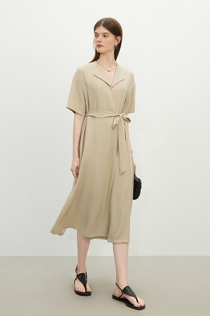 Belted v-neck dress