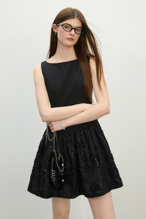 Flower bow sleeveless dress