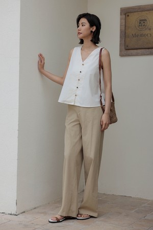High waist straight leg pants