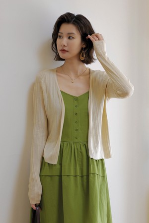Smock v-neck thin knit cardigan