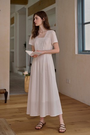 Industry embroidered cotton dress